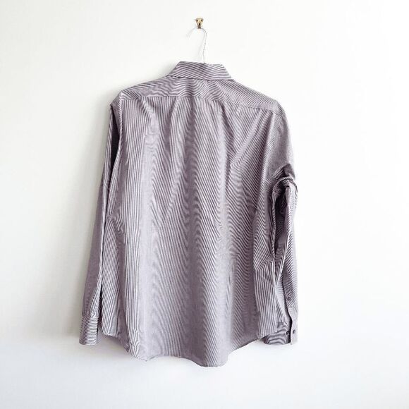 Calvin Klein Mens Slim Fit Shirt Non Iron Long Sleeve Micro Gingham Brown Size X - Picture 2 of 8